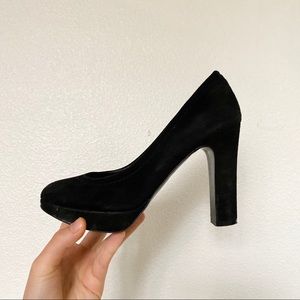 Black suede J. Crew high heel pumps